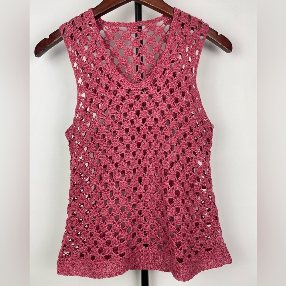 Red Cerise Crochet Sleeveless‎ Tank Blouse